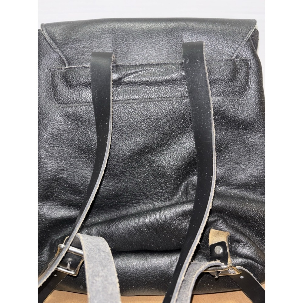 Vintage Harley Davidson Black/White Speckled Leather Backpack/Bar & Shield - Picture 4 of 9